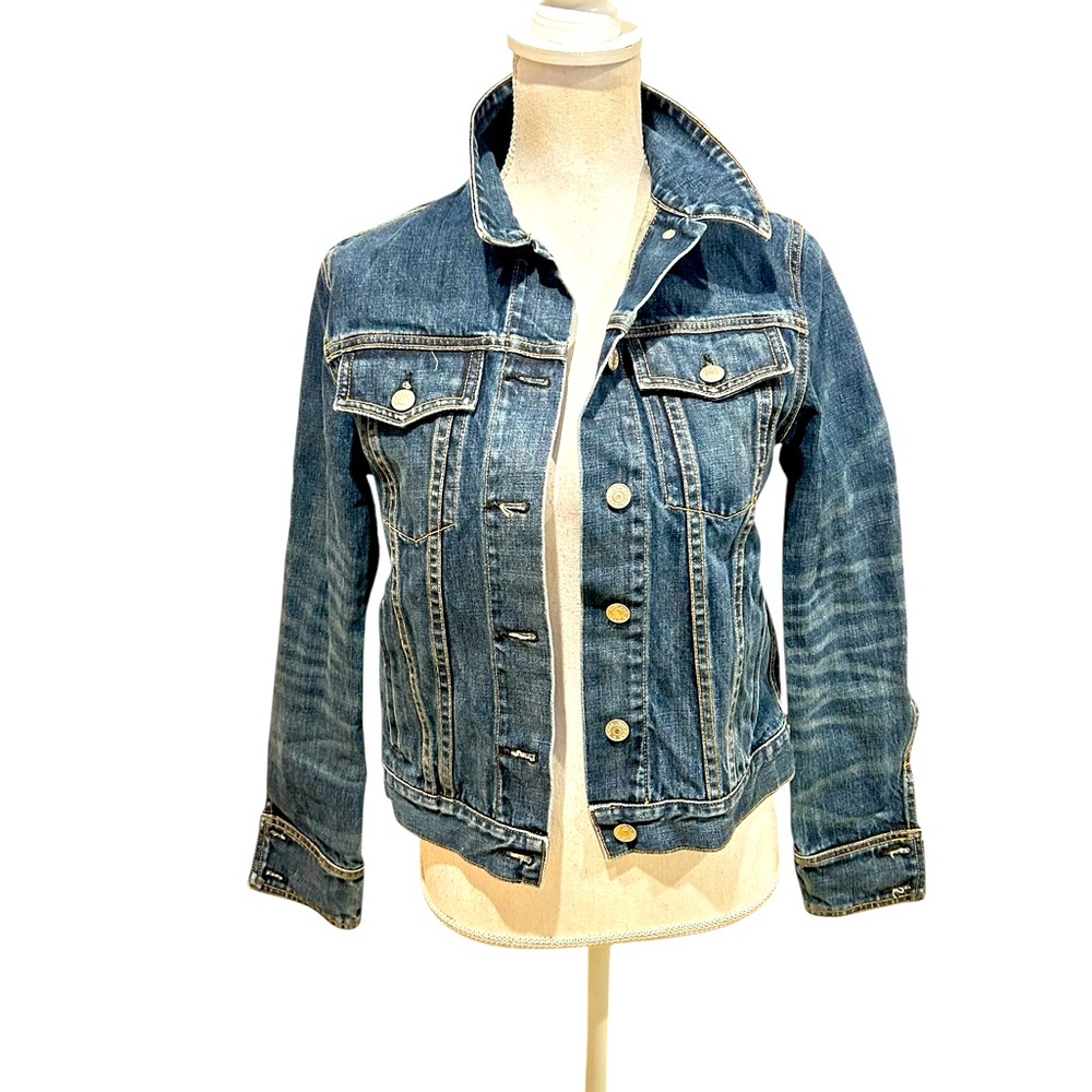 Rag & Bone Worn Blue Premium Denim Jean Jacket 100% Cotton Metal Buttons Small